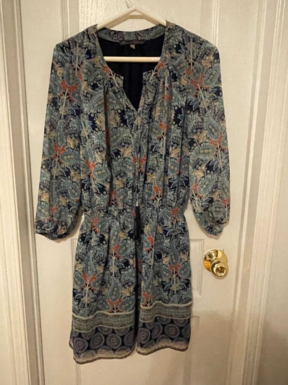 Rose & Olive Navy Floral Long Sleeve Tiered Dress